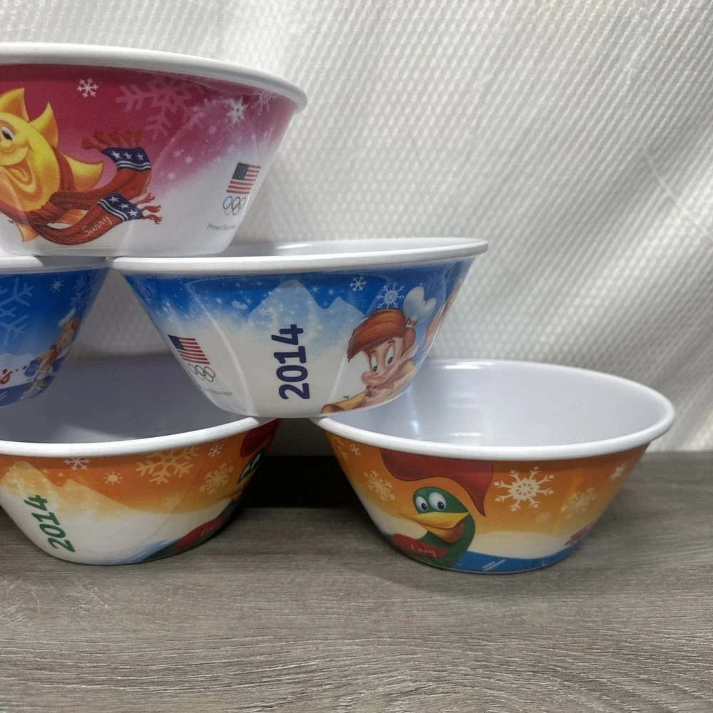 2014 Olympic Collector Cereal Kellogg Bowls 6 Rice Krispies Raisin Bran Corn Fla